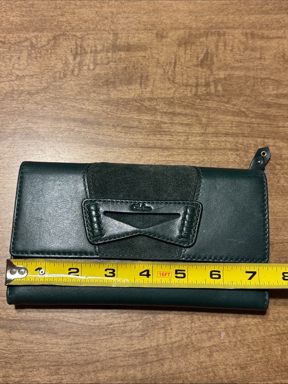 A Cole Haan Dark Teal Leather Wallet with Suede Accent - Picture 2 of 8